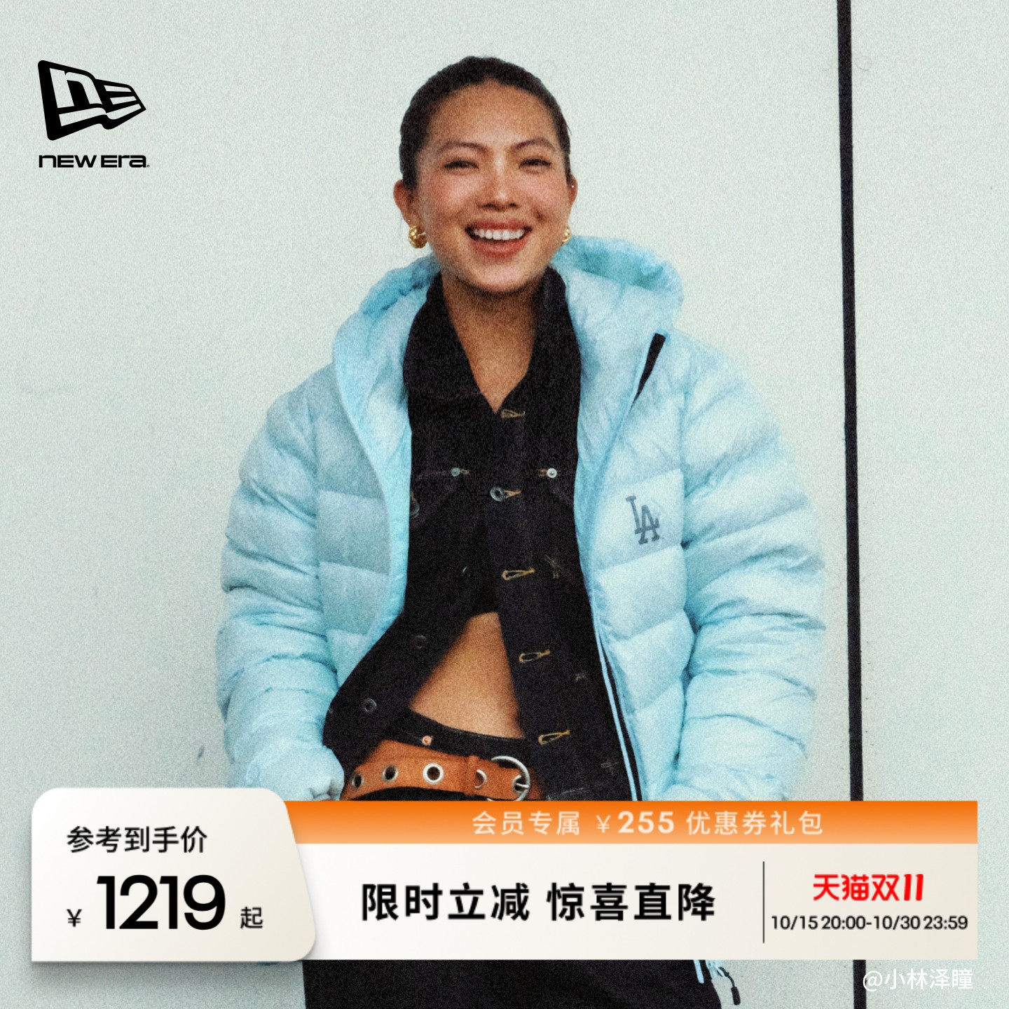 NEW ERA纽亦华26新品MLB轻量保暖简约连帽排骨羽绒服男女NE