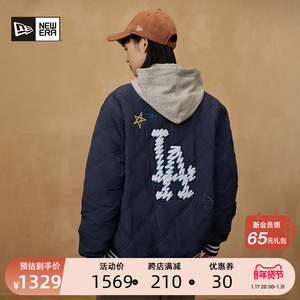New Era纽亦华2023冬季新款MLB学院风棉服夹克外套刺绣保暖中性风