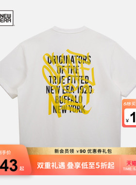 New Era纽亦华春夏涂鸦字母印花短袖T恤情侣美式原宿风潮流