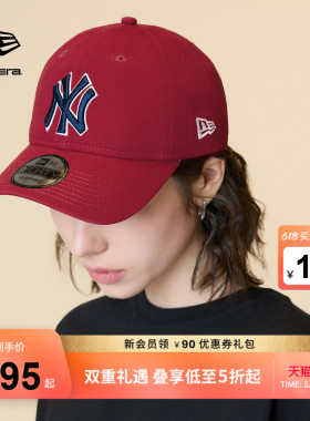 New Era纽亦华26新品MLB棒球帽复古软顶红色NE940