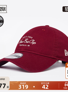 New Era纽亦华秋季重磅新款棒球帽复古字母logo男女软顶刺绣弯檐