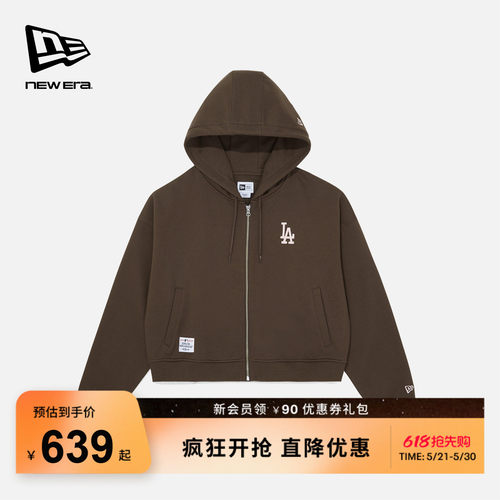 New Era纽亦华2026马年新春MLB女士拉链卫衣运动短款连帽开衫外套