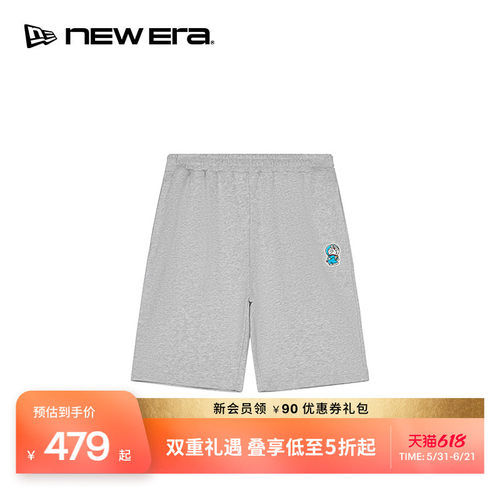 NEW ERA纽亦华26新品哆啦A梦系列100%棉运动休闲短裤男士NE