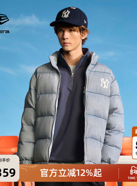New Era纽亦华2025冬季新款MLB加厚棉服立领面包服保暖牛仔水洗潮
