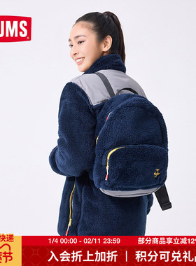 CHUMS洽洽鸟运动休闲双肩背包男女抓绒书包简约收纳背包CH60-3829