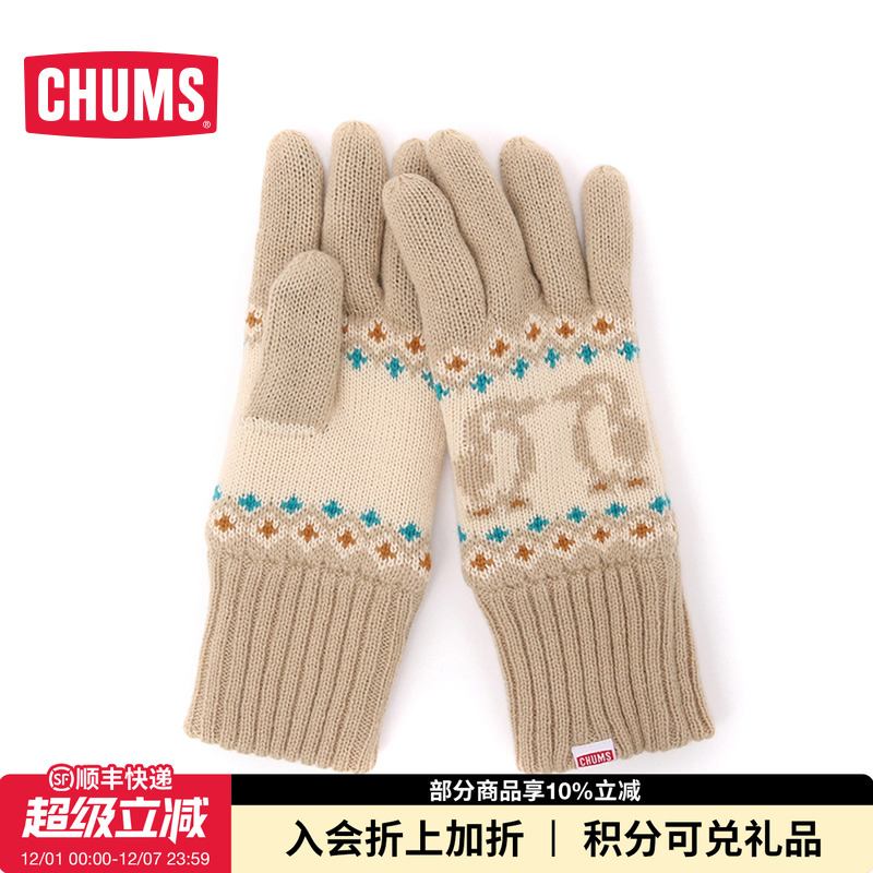 CHUMS/洽洽鸟潮牌加绒加厚手套男女情侣款冬季新品CH09-1229