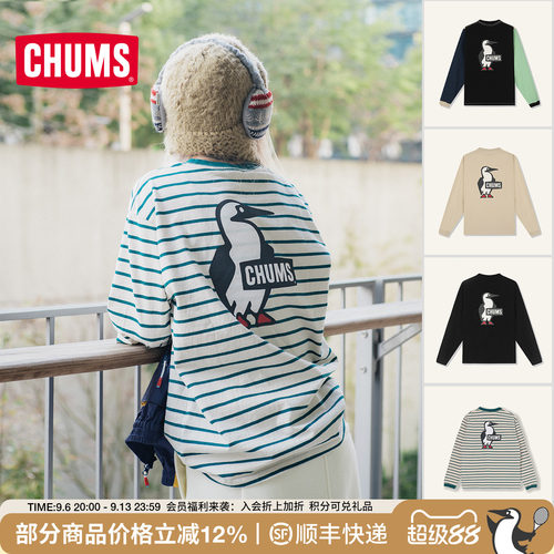 CHUMS长袖卫衣棉T恤圆领印花