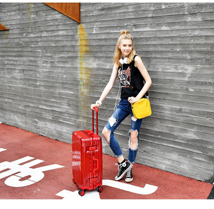 拉杆箱铝框万向轮高颜值小包角24寸旅行箱学生款行李箱20寸登机箱