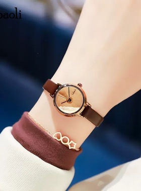 拉宝丽直播同款礼盒时尚潮流小表盘手表女圆形复古气质腕表