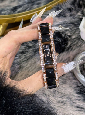 拉宝丽抖音同款方形陶瓷款手链女表时尚气质优雅防水女士石英表