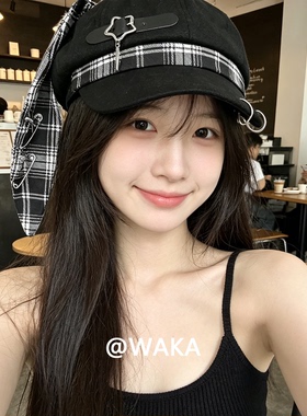 WAKA辣妹兔耳八角贝雷帽显脸小