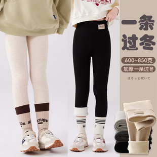 女童打底裤加绒加厚秋冬一体绒儿童一条过冬外穿纯棉高腰保暖裤子