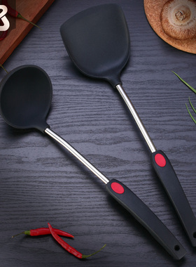 硅胶铲不粘锅专用护锅炒菜铲子耐高温汤勺厨具套装不锈钢硅胶锅铲