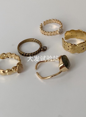 大发试验站 金属不规则个性简约戒指镂空珐琅开口设计感时髦指环