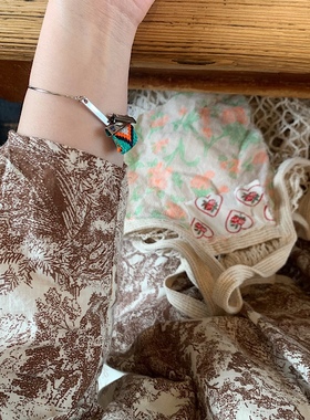 金属做旧少女简约布艺手镯