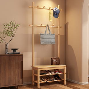 换鞋凳衣帽架一体衣服置物架卧室落地玄关挂衣架家用入户门置衣架