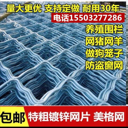 加粗镀锌铁丝网美格网棱形网防护钢丝网窗户防盗网做狗笼护栏养殖