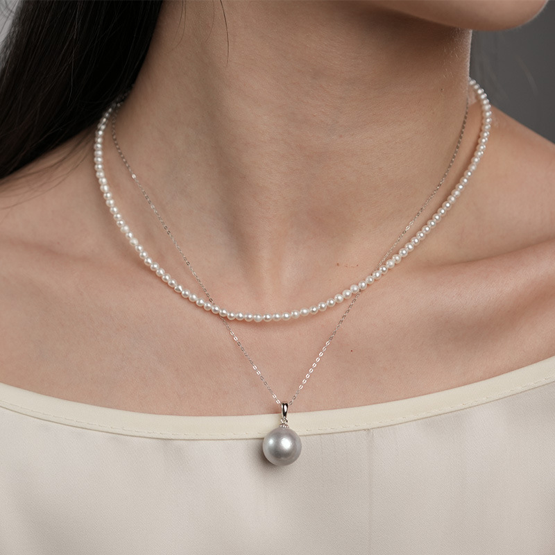 淡水珍珠baby珠项链3mm强光细微瑕锁骨链925银轻奢礼物日常百搭