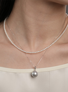 淡水珍珠正圆baby珠项链3mm925银轻奢礼物日常百搭