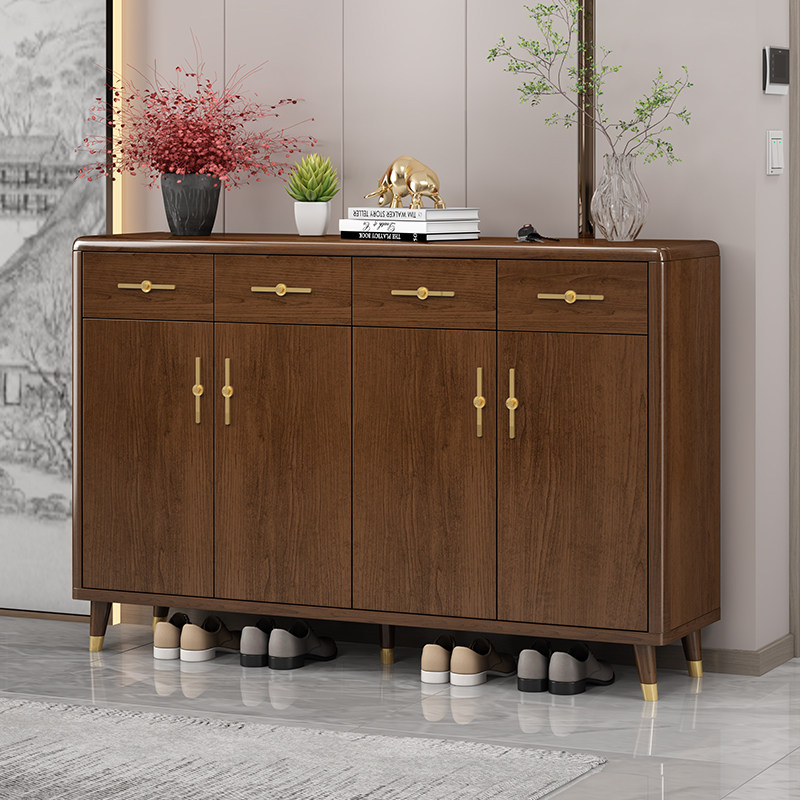 新中式鞋柜家用门口玄关柜全实木进门客厅隔断柜现代简约门厅柜