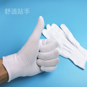 12双超薄夏尼龙丝线工作纯白手套干活劳保客房服务员弹力男女防晒