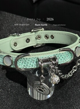 PuppyJoy独家「湖蓝」chocker蜥蜴皮项圈高级手工定制