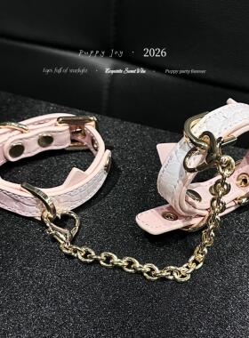 手链 PuppyJoy独家「小猫手铐」双层鳄鱼纹牛皮手环高级手工定制