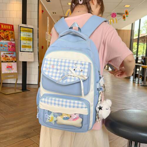 可爱高颜值初中生书包女高中学生校园大容量双肩背包透明痛包娃包