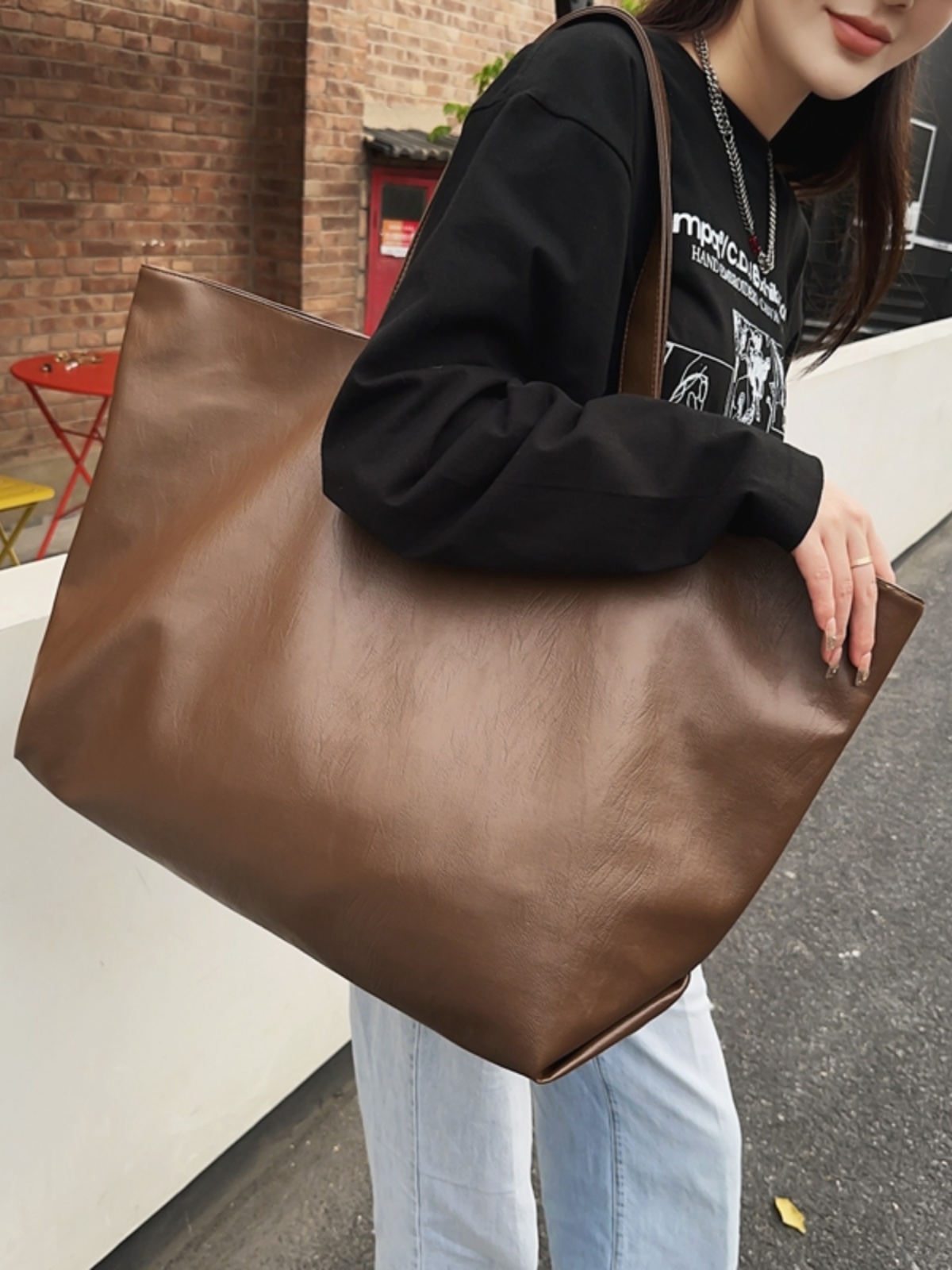 大包女大容量包包通勤托特包PU购物袋行李包超大手提袋出门旅行包