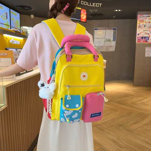 高颜值书包初中生女日韩风ins手提两用双肩包女生小学生上课背包