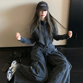 港风复古穿搭卫衣运动套装 女春秋季 韩系宽松一整套炸街休闲两件套