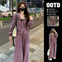 气质减龄连帽卫衣休闲运动套装女春秋季韩系宽松显瘦时尚两件套潮