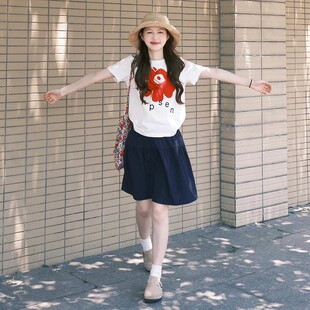 日系复古巨好看的短裙套装女夏季宽松显瘦韩版休闲运动两件套学生