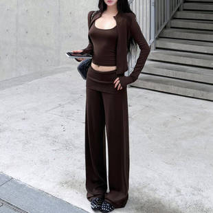 减龄气质chic休闲套装女秋韩系美拉德穿搭一整套显瘦运动三件套潮
