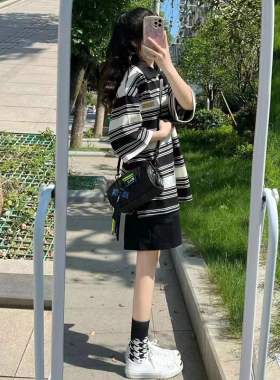 夏季宽松大码运动套装女薄款学生韩版短袖短裤显瘦时尚休闲两件套