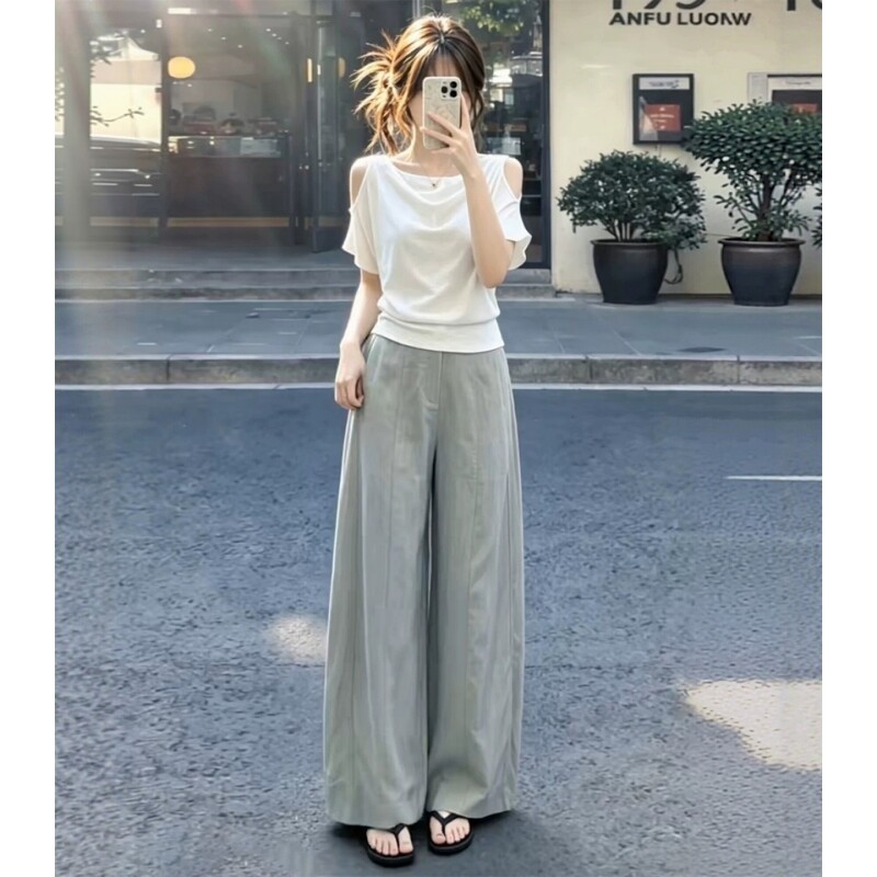 韩系慵懒风运动套装女夏宽松气质减龄阔腿裤休闲高级感两件套显瘦图片