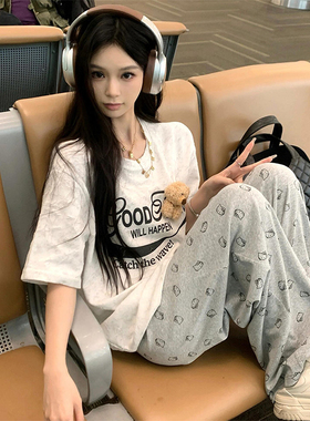 日系网红洋气运动套装女夏短袖阔腿裤韩版宽松显瘦学生休闲两件套