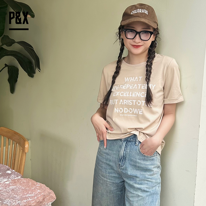 短袖休闲薄款设计师棉女