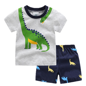 恐龙服装儿童角色扮演服装男童夏季薄款套装纯棉吸汗睡衣空调服女