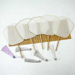 团扇古风工笔手绘空白diy扇面真丝熟绢宫扇圆扇刺绣书法国画扇子