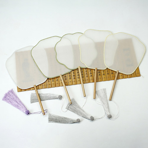 团扇古风手绘diy真丝熟绢刺绣