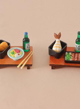 Dollhouse娃娃屋迷你仿真餐盘筷子木桌拉面清酒 日式微缩食玩模型