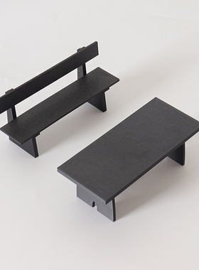 Dollhouse娃娃屋仿真迷你黑色长桌长椅模型微缩家居场景道具摆件