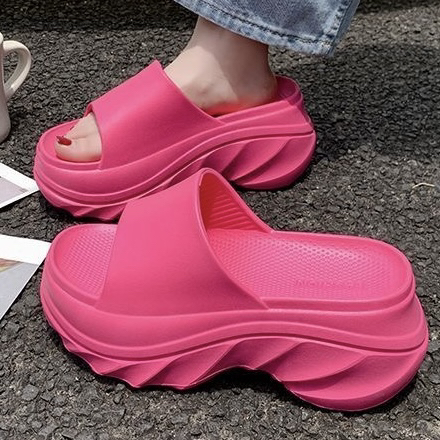 白鹿赵露思同款特高跟拖鞋女夏外穿增高8CM厚底沙滩海边凉拖鞋女