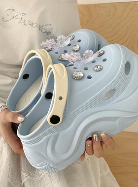 超高跟厚底10cm增高洞洞鞋女小个子外穿防滑沙滩包头凉拖鞋女夏季