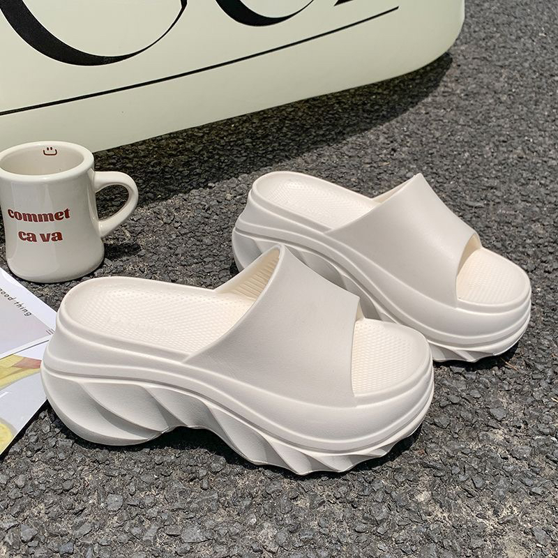白鹿赵露思同款特高跟拖鞋女夏外穿增高8CM厚底沙滩海边凉拖鞋女