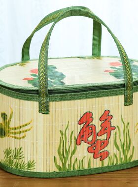 竹篮礼盒螃蟹包装盒粽子鸡蛋中秋月饼香肠竹筐 河蟹大闸蟹篮子
