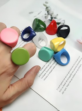 戒指树脂彩色圆形指环个性小众