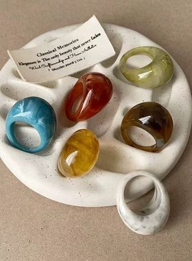 戒指日韩女树脂环保新品指圈轻奢夸张手饰时尚百搭冬春饰品不掉色