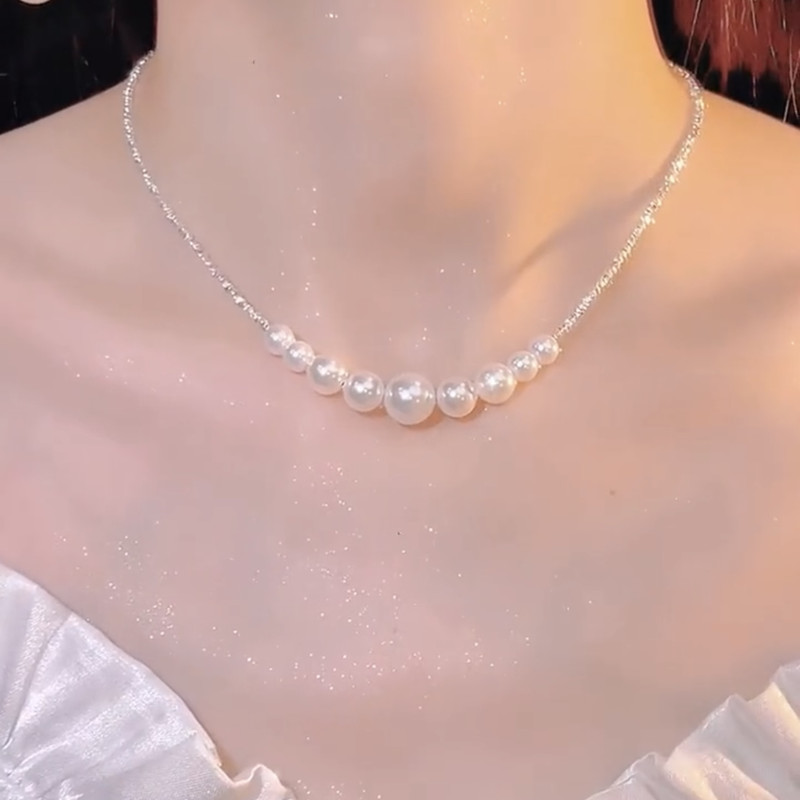 碎银珍珠项链女气质百搭颈链